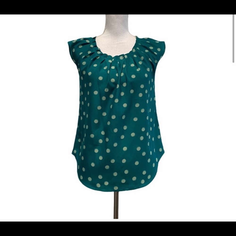 Adorable green Lauren Conrad polka-dot blouse